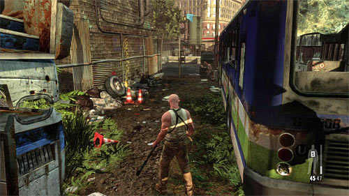You can choose the left path between the buses - Chapter X - p. 1 - Walkthrough - Max Payne 3 Game Guide & Walkthrough