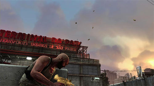 Begin the new encounter from eliminating another sniper standing on the roof of the right building (screen) - Chapter X - p. 1 - Walkthrough - Max Payne 3 Game Guide & Walkthrough