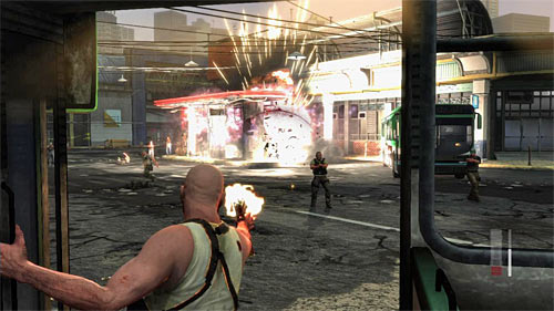 Bus conducted by the Giovanna will pass the gasoline station, so its worth to aim at the petrol pumps to cause an explosion - Chapter X - p. 3 - Walkthrough - Max Payne 3 Game Guide & Walkthrough