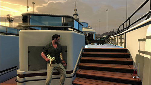 Go forward, turn and place yourself in the place shown on the screen and try to eliminate all opponents visible in the far - Chapter XI - p. 2 - Walkthrough - Max Payne 3 Game Guide & Walkthrough