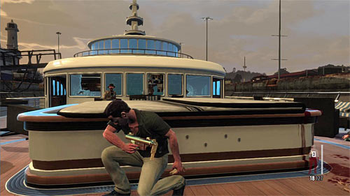 After initial cleaning up, approach the jacuzzi shown on the screen, and continue firing from this place, aiming also at enemies inside the room - Chapter XI - p. 2 - Walkthrough - Max Payne 3 Game Guide & Walkthrough