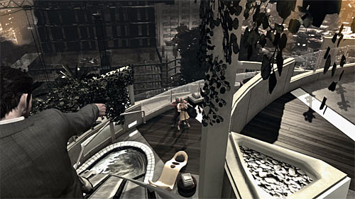 Just after Max started slipping, aim carefully at the head of the bandit standing on the bottom - Walkthrough - Chapter I - p. 1 - Walkthrough - Max Payne 3 Game Guide & Walkthrough