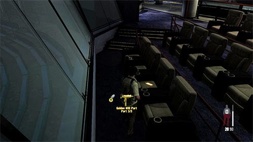 SECRET 7 [Golden Gun - M10 3/3]: In the Trophy Room, on one of VIPs section armchairs - Clues and Golden Guns - Chapter III - Collectibles - Max Payne 3 Game Guide & Walkthrough