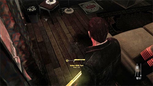SECRET 5 [Golden Gun - M500 Shotgun 1/3]: On the floor in the Maxs flat - Clues and Golden Guns - Chapter IV - Collectibles - Max Payne 3 Game Guide & Walkthrough