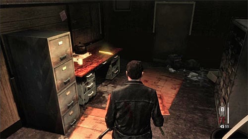 SECRET 12 [Golden Gun - SAF 40 Cal SMG 3/3]: In the office room in the garage secured in the ending part of the chapter - Clues and Golden Guns - Chapter IV - Collectibles - Max Payne 3 Game Guide & Walkthrough