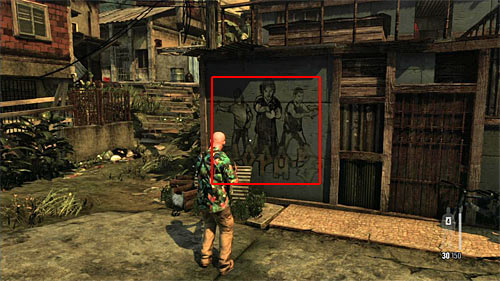 SECRET 9 [Clue 5/9 - Middle Gang Spray Tag]: On the wall, just after passing the train station and entering territory of the new gang - Clues and Golden Guns - Chapter VII - Collectibles - Max Payne 3 Game Guide & Walkthrough