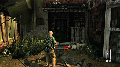 SECRET 12 [Clue 7/9 - Flyer of Giovanna]: On the ground, during moving along the narrow and short path between buildings - Clues and Golden Guns - Chapter VII - Collectibles - Max Payne 3 Game Guide & Walkthrough
