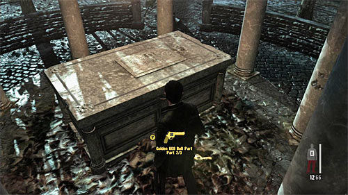 SECRET 5 [Golden Gun - 608 Bull 2/3]: In the central sarcophagus in the round area, where you defended Raul - Clues and Golden Guns - Chapter VIII - Collectibles - Max Payne 3 Game Guide & Walkthrough