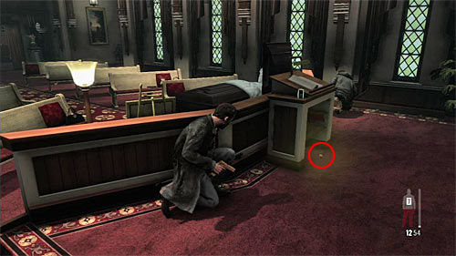 SECRET 9 [Golden Gun - 608 Bull 3/3]: By the rostrum in the chapel of funeral home - Clues and Golden Guns - Chapter VIII - Collectibles - Max Payne 3 Game Guide & Walkthrough