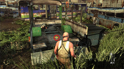 SECRET 1 [Golden Gun - FAL 1/3]: Inside the wreck of a bus in the beginning zone - Clues and Golden Guns - Chapter X - Collectibles - Max Payne 3 Game Guide & Walkthrough