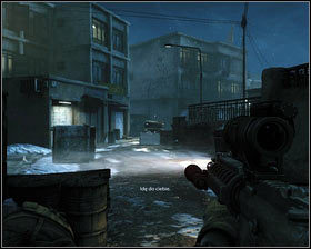 Keep hiding behind environment and move on [1] until first enemies appear - First In - p. 1 - Walkthrough - Medal of Honor - Game Guide and Walkthrough