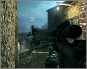 While running through the path [1], once more wait for Dusty's signal and return with him to the quads [2] - Running with wolves... - p. 2 - Walkthrough - Medal of Honor - Game Guide and Walkthrough