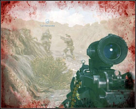 After the level begins, keep following your companions [1] while staying near the rocks to avoid getting hit [2] - Belly of the Beast - p. 1 - Walkthrough - Medal of Honor - Game Guide and Walkthrough