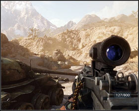 The first enemies will appear upstairs on the left [1] - Belly of the Beast - p. 2 - Walkthrough - Medal of Honor - Game Guide and Walkthrough