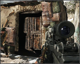 After walking for a bit [1] you will reach a hut in which the terrorist have set a trap [2] - Belly of the Beast - p. 2 - Walkthrough - Medal of Honor - Game Guide and Walkthrough