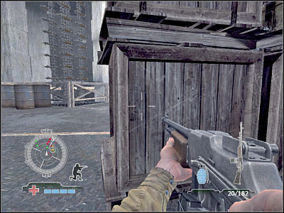 As you've probably suspected, you will have to lean out once every few seconds in order to kill enemy troops - Assemble at Main Control Room - Operation Der Flakturm - Medal of Honor: Airborne - Game Guide and Walkthrough