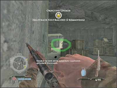 Now you will have to start moving towards the right corridor - Eliminate Enemies on Halftracks - Operation Der Flakturm - Medal of Honor: Airborne - Game Guide and Walkthrough