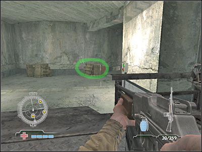 You should be able to see some explosive crates in the distance (they're red) - Eliminate Enemies on Halftracks - Operation Der Flakturm - Medal of Honor: Airborne - Game Guide and Walkthrough
