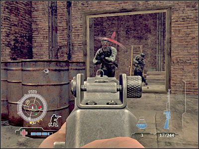 Now you will have to turn right - Destroy Munitions Stockpile - part 1 - Operation Varsity - Medal of Honor: Airborne - Game Guide and Walkthrough