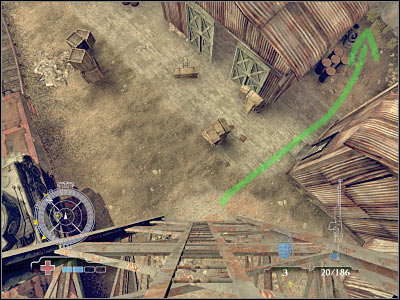 Now you should consider hiding inside the second warehouse - Destroy Tanks on Railcars - part 2 - Operation Varsity - Medal of Honor: Airborne - Game Guide and Walkthrough