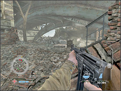 You could throw a couple of grenades if you wanted to - Assemble with Airborne at Bridge Surface - Operation Market Garden - Medal of Honor: Airborne - Game Guide and Walkthrough