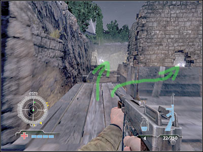 You should be able to reach a much larger scaffolding very soon - Disable Communications Antenna - part 2 - Operation Avalanche - Medal of Honor: Airborne - Game Guide and Walkthrough