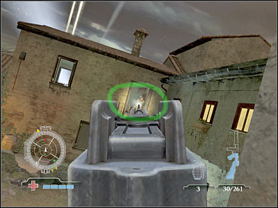 Now you must focus all of your attention on securing the lower square, because that's where enemy units should appear - Destroy Northeast Gate AA Gun - Operation Husky - Medal of Honor: Airborne - Game Guide and Walkthrough