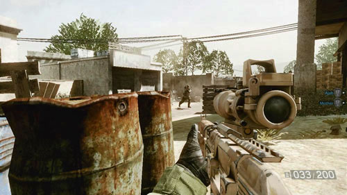 Run as fast forward, as soon as possible and then hide behind piles of tires and a few barrels - Mission 08: Finding Faraz - Campaign - Medal of Honor: Warfighter - Game Guide and Walkthrough