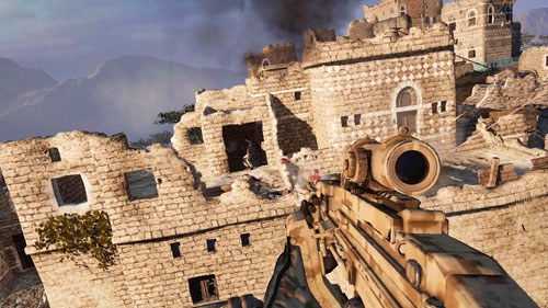 After elimination of the first group of enemies you'll go round the building - Mission 09: Connect the Dots - Campaign - Medal of Honor: Warfighter - Game Guide and Walkthrough