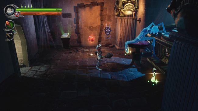 Now go use the Chaos Rune and move the block with the torch on the designated path - Hilltop Mausoleum | MediEvil Walkthrough - Walkthrough - MediEvil Guide