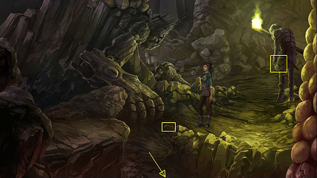 Pick up a dagger which is lying near a huge stone hand - Find the hidden lock of the burial chamber - Chapter I - Memoria - Game Guide and Walkthrough