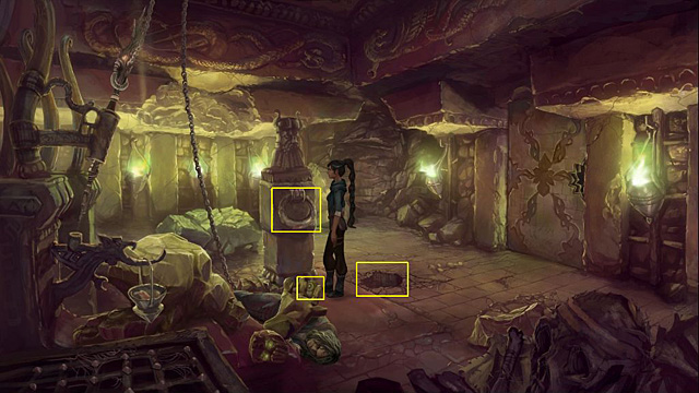 Pick up a metal ball which is lying on the floor behind a stone guardians hand - Free the magic staff from its bracket - Chapter I - Memoria - Game Guide and Walkthrough