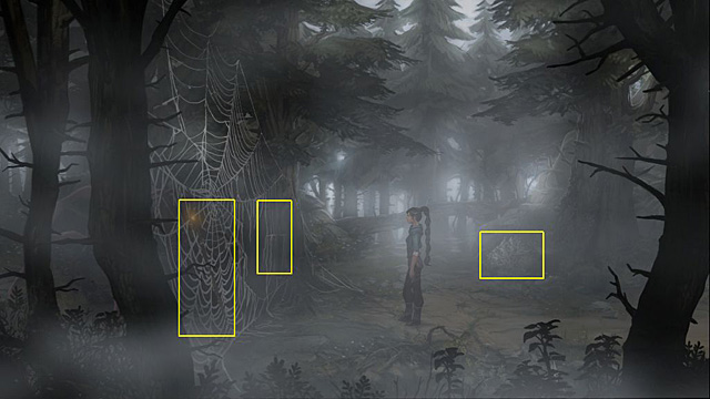 By using a dagger go through the thorn bush and then go to the left - Overcome the thorn bush with the spiders and rescue the staff from the spiders nest - Chapter III - Memoria - Game Guide and Walkthrough