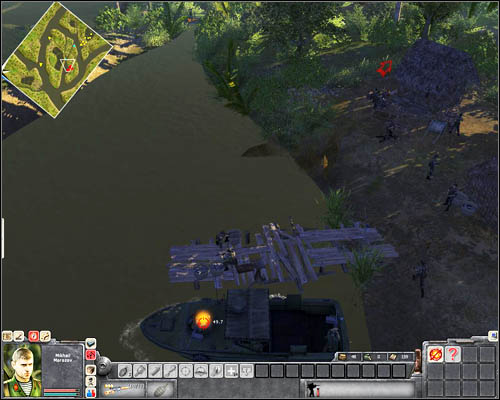 Now, you will face an arduous elimination of all soldiers on the patrol boat using your sniper - Mission 2: Vietnamese Connection - p. 2 - North Vietnamese - Men of War: Vietnam - Game Guide and Walkthrough