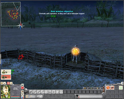 Select one of your men and place him in a short entrance to the trench [4] - in a way shown in the picture below - Mission 5: Happy Tet Day - p. 1 - North Vietnamese - Men of War: Vietnam - Game Guide and Walkthrough