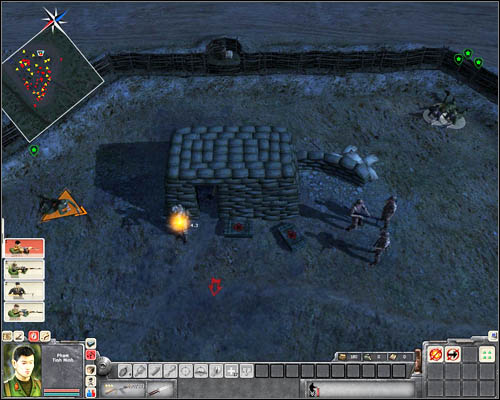 A similar task awaits you in [24] and [25], except that here two pairs of soldiers are at a distance from each other - the first is near the boxes and the second near the tank - Mission 5: Happy Tet Day - p. 2 - North Vietnamese - Men of War: Vietnam - Game Guide and Walkthrough