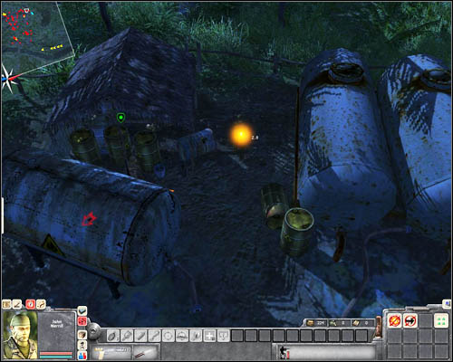 Before you set off to mine the third, you will need to eliminate two enemies patrolling the forest behind the weapon depot - Mission 2: Bon Voyage to Cambodia - p. 2 - USA - Men of War: Vietnam - Game Guide and Walkthrough