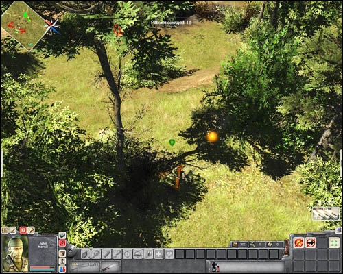 From here shoot the solitary guard in [14] and then quickly eliminate the next two who operate the mortar - Mission 4: Die Hard Attack - p. 1 - USA - Men of War: Vietnam - Game Guide and Walkthrough