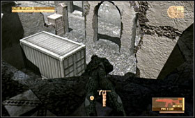 Avoid the guard walking below you and jump down - Ground Zero - First Act - Middle East - Metal Gear Solid 4: Guns of the Patriots - Game Guide and Walkthrough