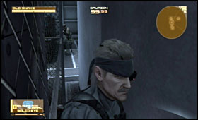 Stick yourself to the wall and move between the wall and the fence - Ship Bow - Fifth Act - Outer Haven - Metal Gear Solid 4: Guns of the Patriots - Game Guide and Walkthrough