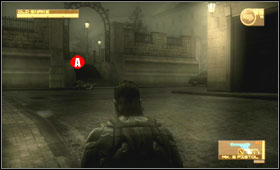 Turn on the camo, drive the MG nearby the soldier and stun him - Midtown Sector - Third act - Eastern Europe - Metal Gear Solid 4: Guns of the Patriots - Game Guide and Walkthrough