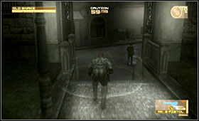 There two soldier guarding the gate [A] - [B] - Midtown Sector - Third act - Eastern Europe - Metal Gear Solid 4: Guns of the Patriots - Game Guide and Walkthrough