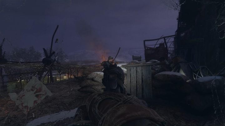 Theres not much philosophy here - all you have to do is start fighting against bandits from the very beginning kill them all - Metro Exodus: Theft of boats in port - walkthrough - Volga - Metro Exodus Guide
