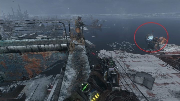 Your goal is to reach the boat marked in the picture above - Metro Exodus: Theft of boats in port - walkthrough - Volga - Metro Exodus Guide