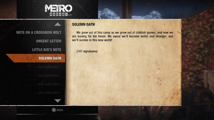 7 - Metro Exodus: Diaries and postcards in Taiga - collectibles - Diaries and postcards - Metro Exodus Guide