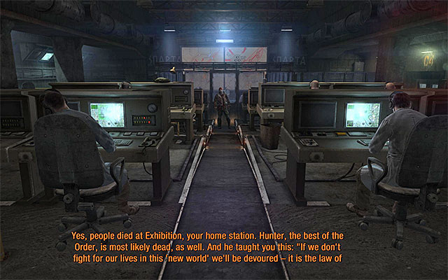 After getting to the lower level exit the elevator and move straight ahead - Follow Khan to meeting with Miller | Chapter 1: Sparta - Chapter 1: Sparta - Metro: Last Light Game Guide