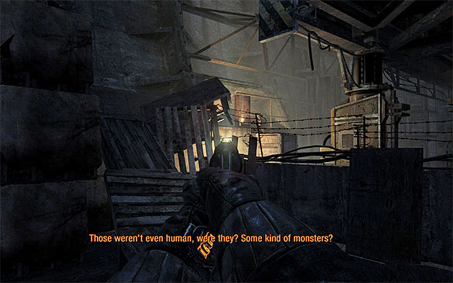There is a new area with opponents in front of you and, like in third chapter, it would be good to carry on stealth actions, eliminating enemies or passing them by without triggering an alarm - Find a way to get upstairs | Chapter 5: Separation - Chapter 5: Separation - Metro: Last Light Game Guide