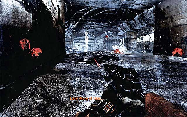 It would be a good idea to stop after you reach the other side of the bridge and use the X-ray mode to examine the surroundings and learn the location of mutants here - Scale the bridge and find the crossing (1) | Chapter 24: Bridge - Chapter 24: Bridge - Metro: Last Light Game Guide