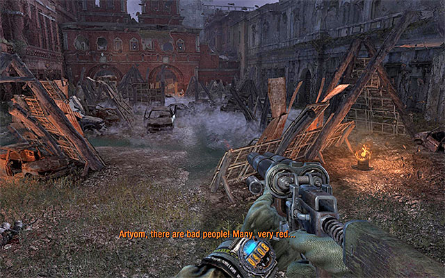 Go straight ahead and take the path going left, right behind the nearby hill - Reach the rangers lighthouse | Chapter 27: Red Square - Chapter 27: Red Square - Metro: Last Light Game Guide