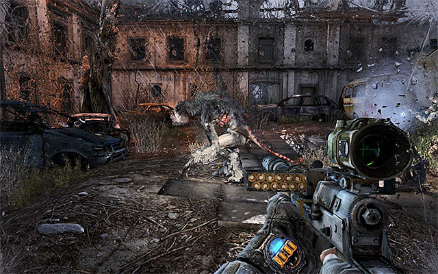 Try to keep the monsters at a moderate distance, and do not let them approach you too much to inflict damage in melee combat - Follow Pavel to the Theater Station | Chapter 8: Echoes - Chapter 8: Echoes - Metro: Last Light Game Guide